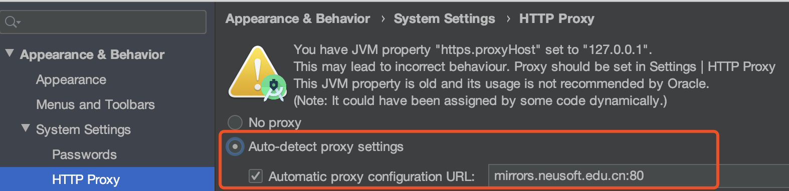 Auto-detect proxy setting